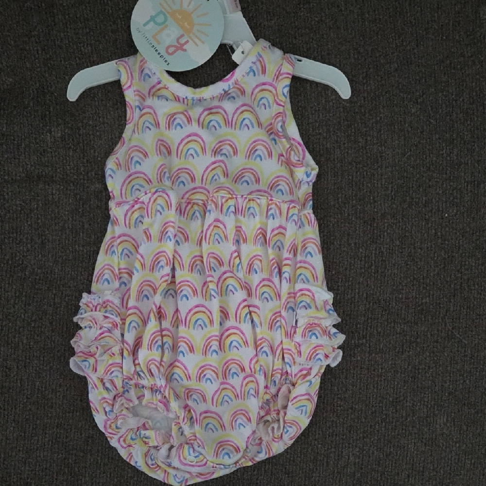 Play By Little Sleepies 3-6 Months Pastel Rainbows Bubble Romper